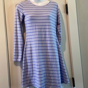 Girls Blue and White Striped Dress